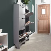 Newquay Wooden Shoe Storage Cabinet In Grey With 6 Drawers