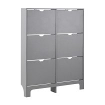 Newquay Wooden Shoe Storage Cabinet In Grey With 6 Drawers