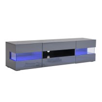 Kirsten High Gloss TV Stand In Grey With LED Lighting