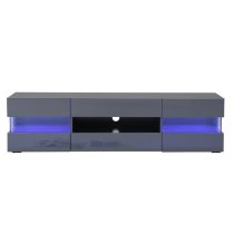 Kirsten High Gloss TV Stand In Grey With LED Lighting