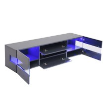 Kirsten High Gloss TV Stand In Grey With LED Lighting