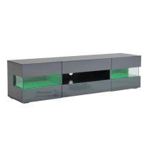 Kirsten High Gloss TV Stand In Grey With LED Lighting