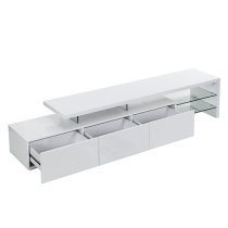 Alanis High Gloss TV Stand With Storage In White And LED Lights