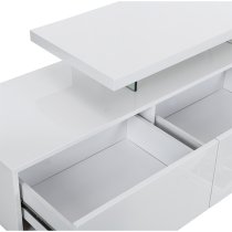 Alanis High Gloss TV Stand With Storage In White And LED Lights