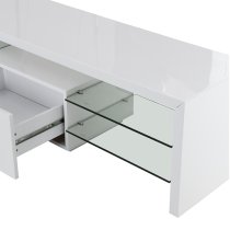 Alanis High Gloss TV Stand With Storage In White And LED Lights