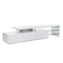 Alanis High Gloss TV Stand With Storage In White And LED Lights