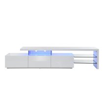 Alanis High Gloss TV Stand With Storage In White And LED Lights