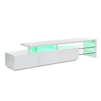 Alanis High Gloss TV Stand With Storage In White And LED Lights