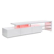 Alanis High Gloss TV Stand With Storage In White And LED Lights