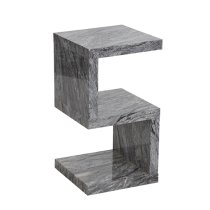 Miami High Gloss S Shape Side Table In Melange Marble Effect