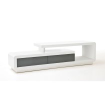 Celia Wooden TV Stand In Gloss White And Grey With 2 Drawers