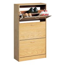 Envy Wooden Shoe Cabinet With 3 Drawers In Natural Oak