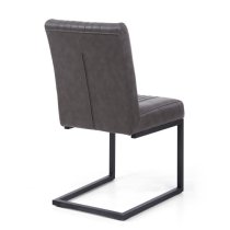 Aboba Grey Leather Effect Cantilever Dining Chair In A Pair