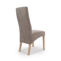 Basrah Oatmeal Fabric Dining Chairs With Oak Legs In Pair