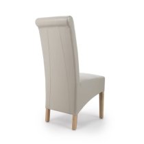 Kyoto Ivory Leather Dining Chairs With Oak Legs In Pair