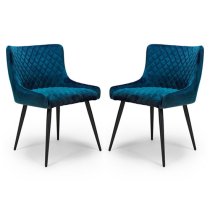 Malmo Blue Velvet Fabric Dining Chair In A Pair