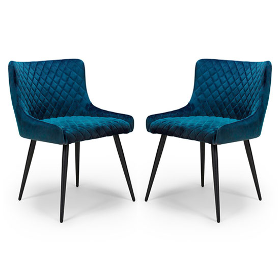 Malmo Blue Velvet Fabric Dining Chair In A Pair