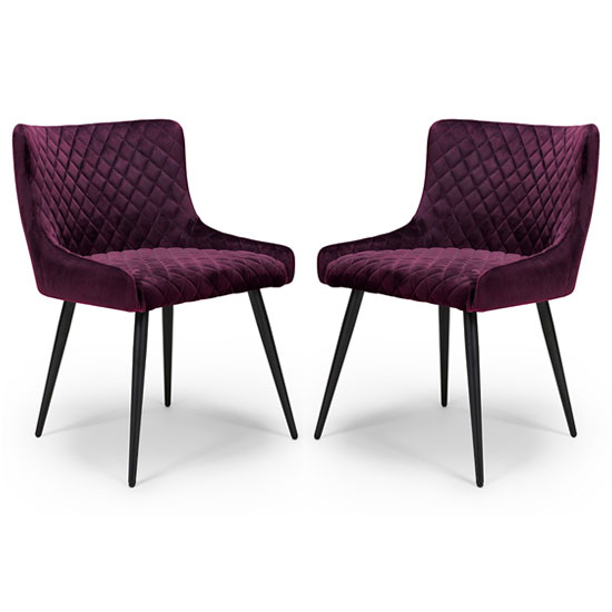 Malmo Mulberry Velvet Fabric Dining Chair In A Pair