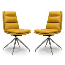 Nobo Ochre Faux Leather Dining Chair With Steel Legs In Pair