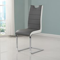 Petra Grey And White Faux Leather Dining Chairs In Pair