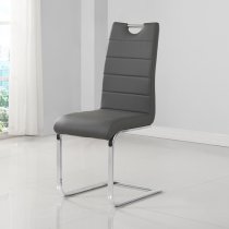 Petra Grey Faux Leather Dining Chairs In Pair