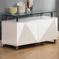 Rasida Glass Top Sideboard With 2 Doors In White High Gloss