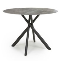 Accro Grey Glass Top Dining Table With Metal Black Legs