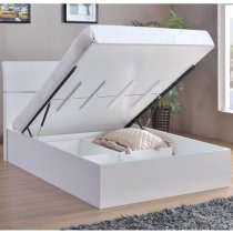 Aedos High Gloss King Size Bed In White