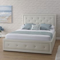 Honiton Faux Leather Double Bed In White