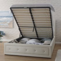 Honiton Faux Leather Double Bed In White