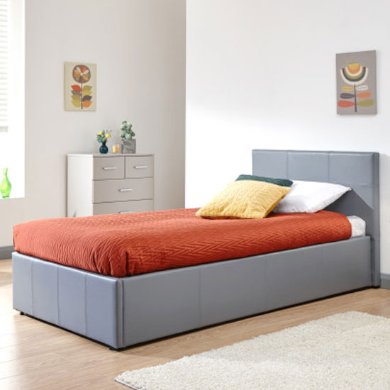 Stilton Faux Leather Single Bed In Grey