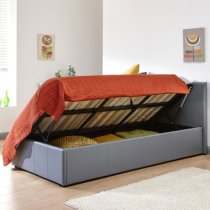 Stilton Faux Leather Single Bed In Grey