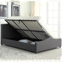 Ekanta Linen Fabric Storage Double Bed In Grey