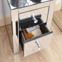 Meriden Wooden Mirrored Bedside Cabinet In Clear