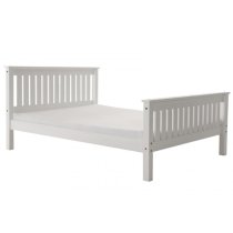 Maire High Foot End Pine Wooden King Size Bed In White