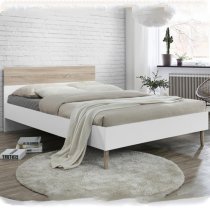 Appleton Wooden Single Bed In White And Oak Effect