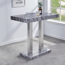 Melange Marble Effect Bar Table With 4 Ripple Grey Stools