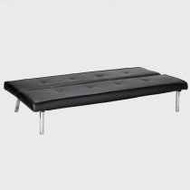 Sancia PU Leather Sofa Bed With Chrome Legs In Black