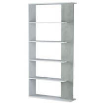 Elaina Wooden Bookcase With 5 Shelves In White And Concrete