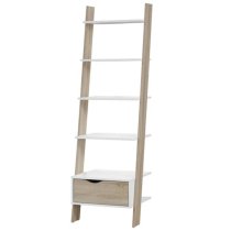 Appleton Wooden Ladder Bookcase In White And Oak Effect