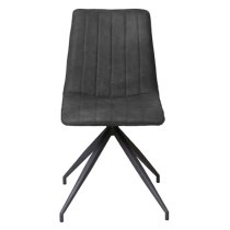 Isaak PU Leather Dining Chair With Metal Legs In Charcoal