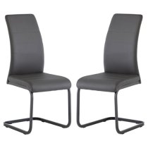 Michton Grey Faux Leather Dining Chairs In Pair