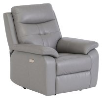 Sotra Faux Leather Electric Recliner Armchair In Grey