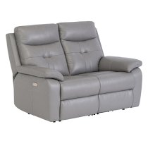 Sotra Faux Leather Electric Recliner 2 Seater Sofa In Grey