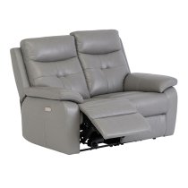 Sotra Faux Leather Electric Recliner 2 Seater Sofa In Grey