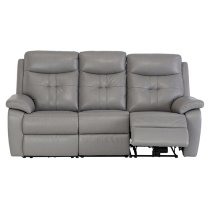 Sotra Faux Leather Electric Recliner 3 Seater Sofa In Grey