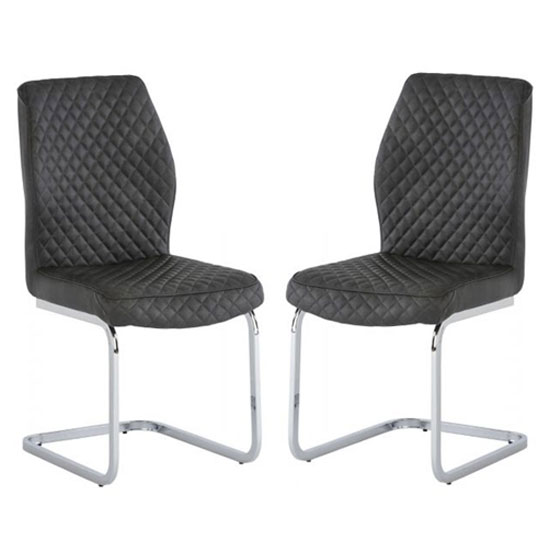 Caprika Grey PU Leather Dining Chair In A Pair