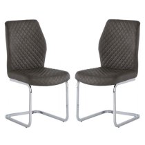 Caprika Taupe PU Leather Dining Chair In A Pair