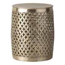 Khaliah Round Metal Side Table In Light Gold