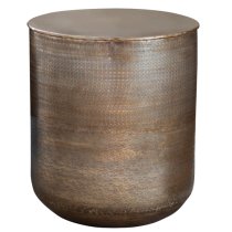 Artesia Round Metal Side Table In Antique Brass